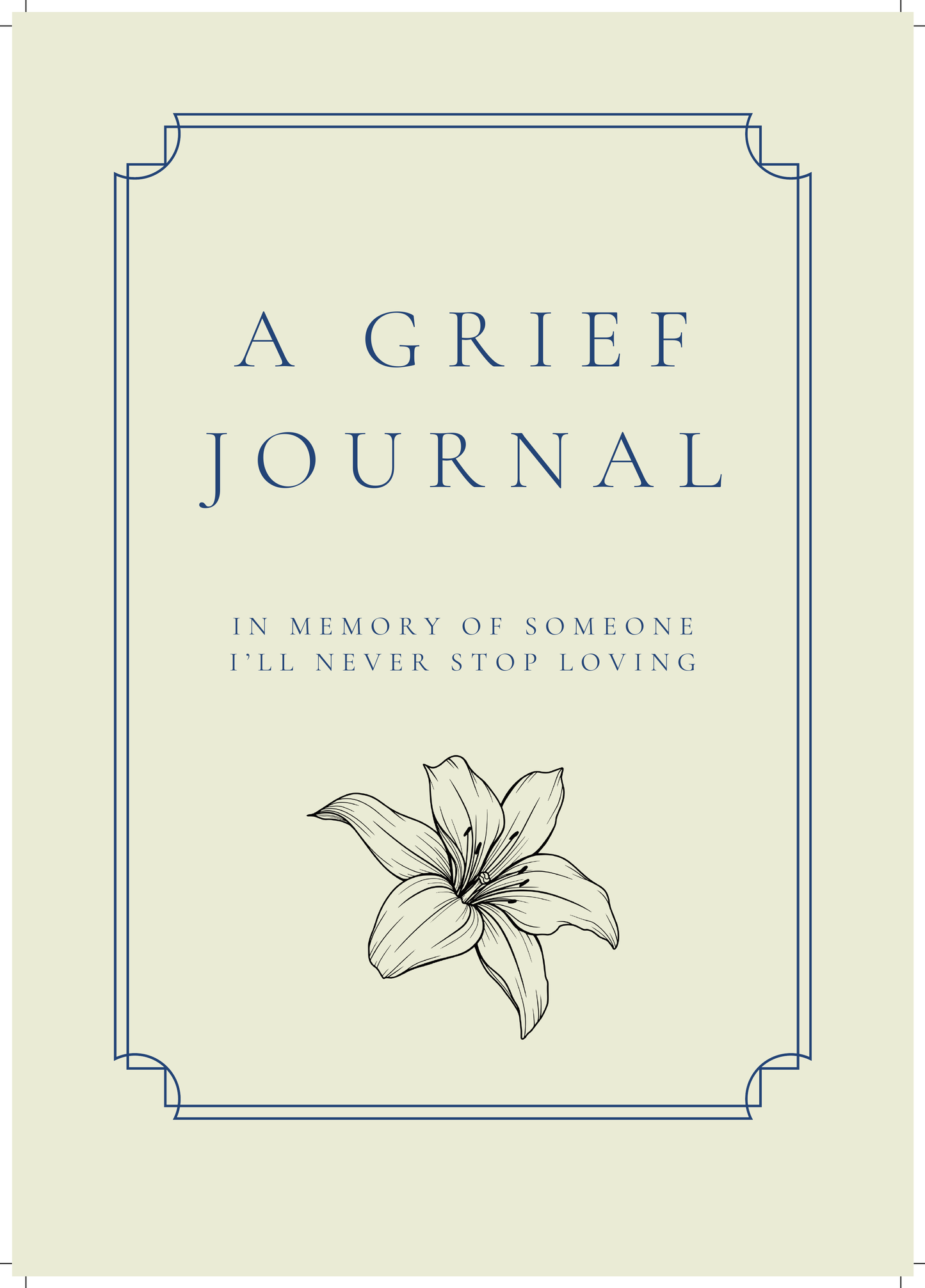 Printable grief journal cover page – a calming design for those grieving the loss of a loved one