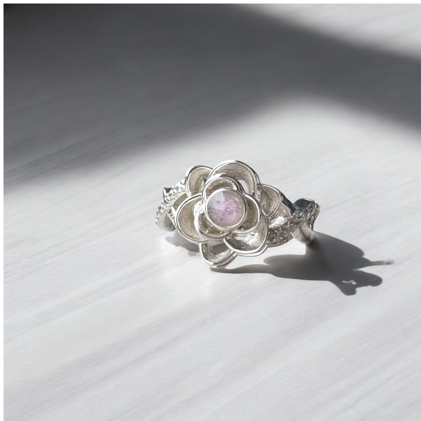 Silver Rose Design Ring