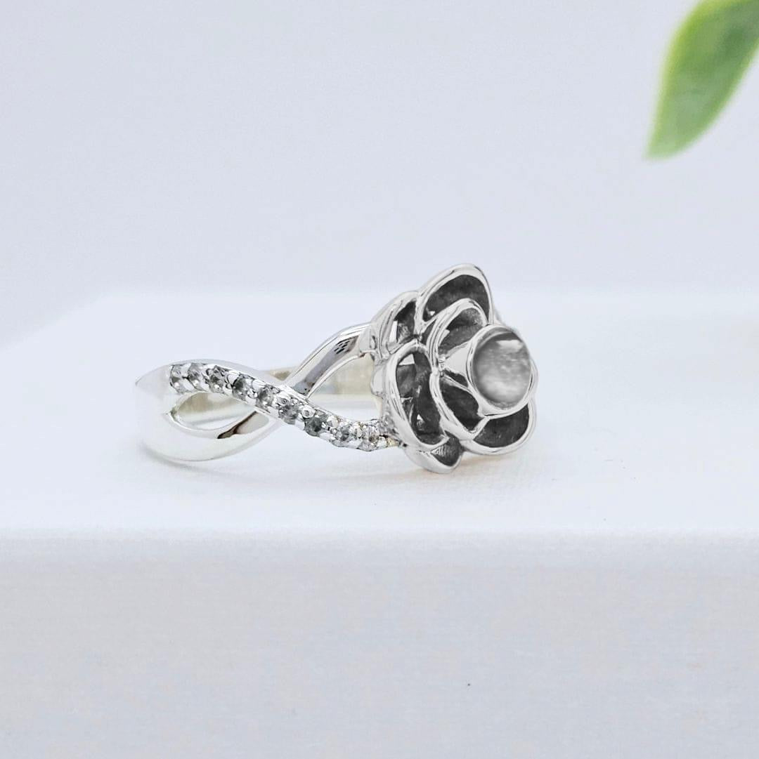 Silver Rose Design Ring
