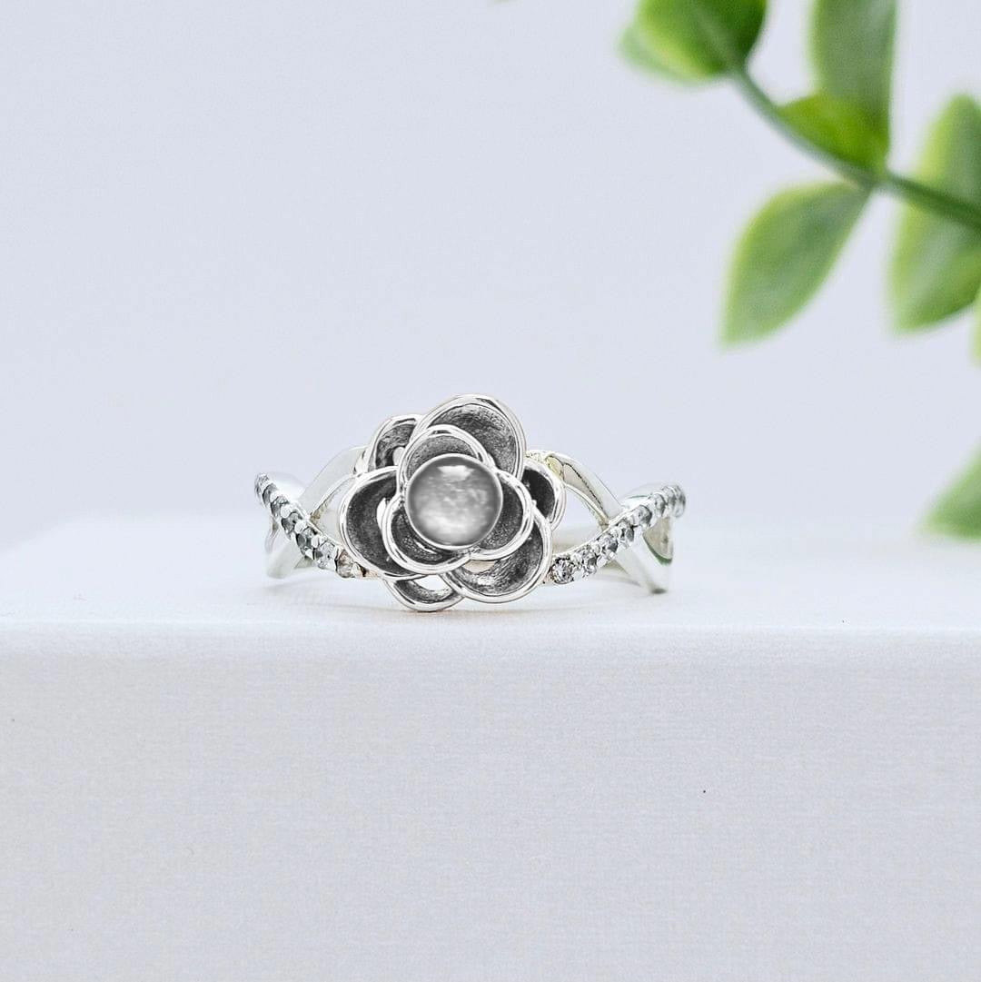 Silver Rose Design Ring
