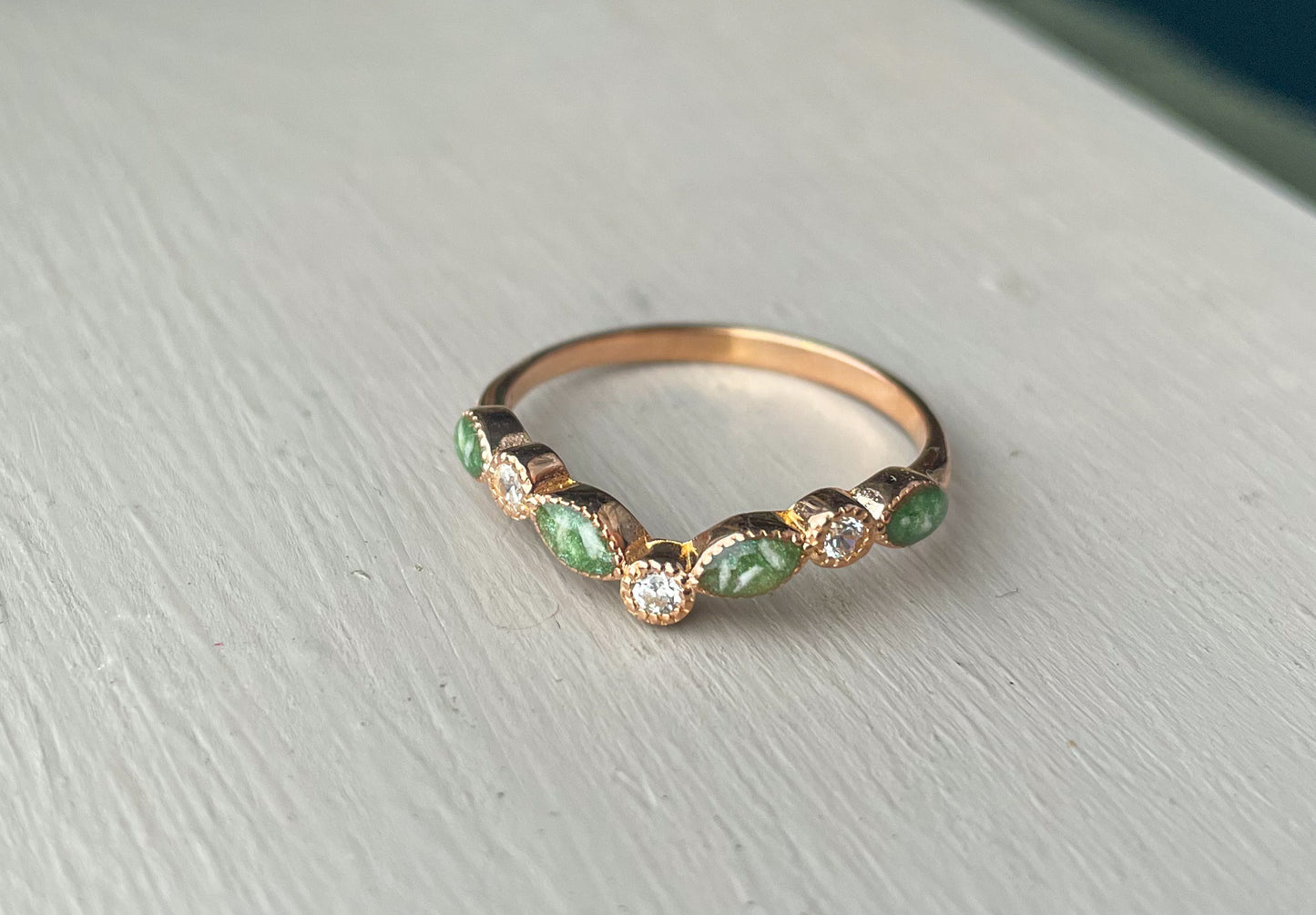 Wishbone Marquise Ring - Sterling Silver or Rose Gold Plated