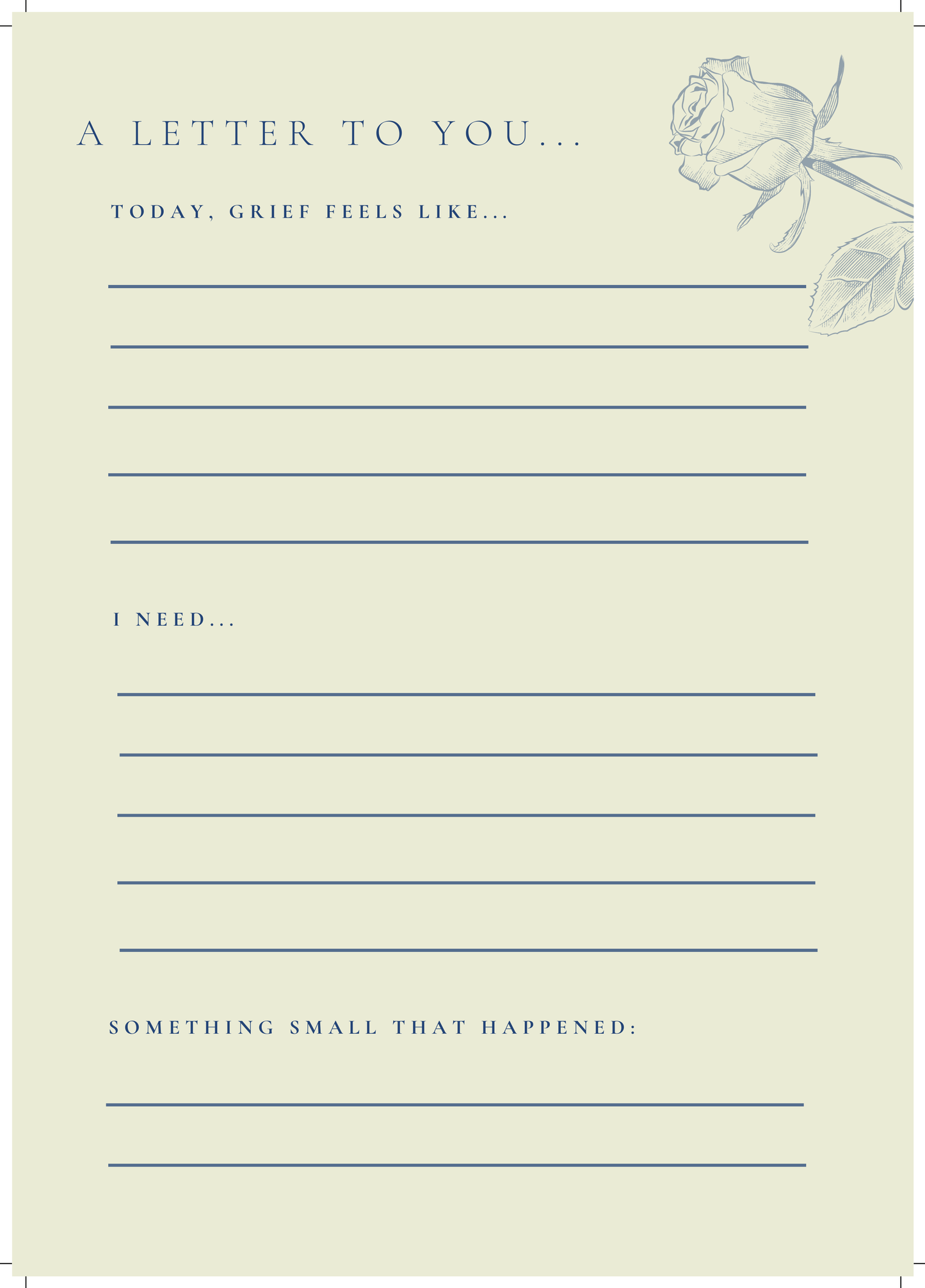 Digital grief support journal shown with printable pages and soft visual style