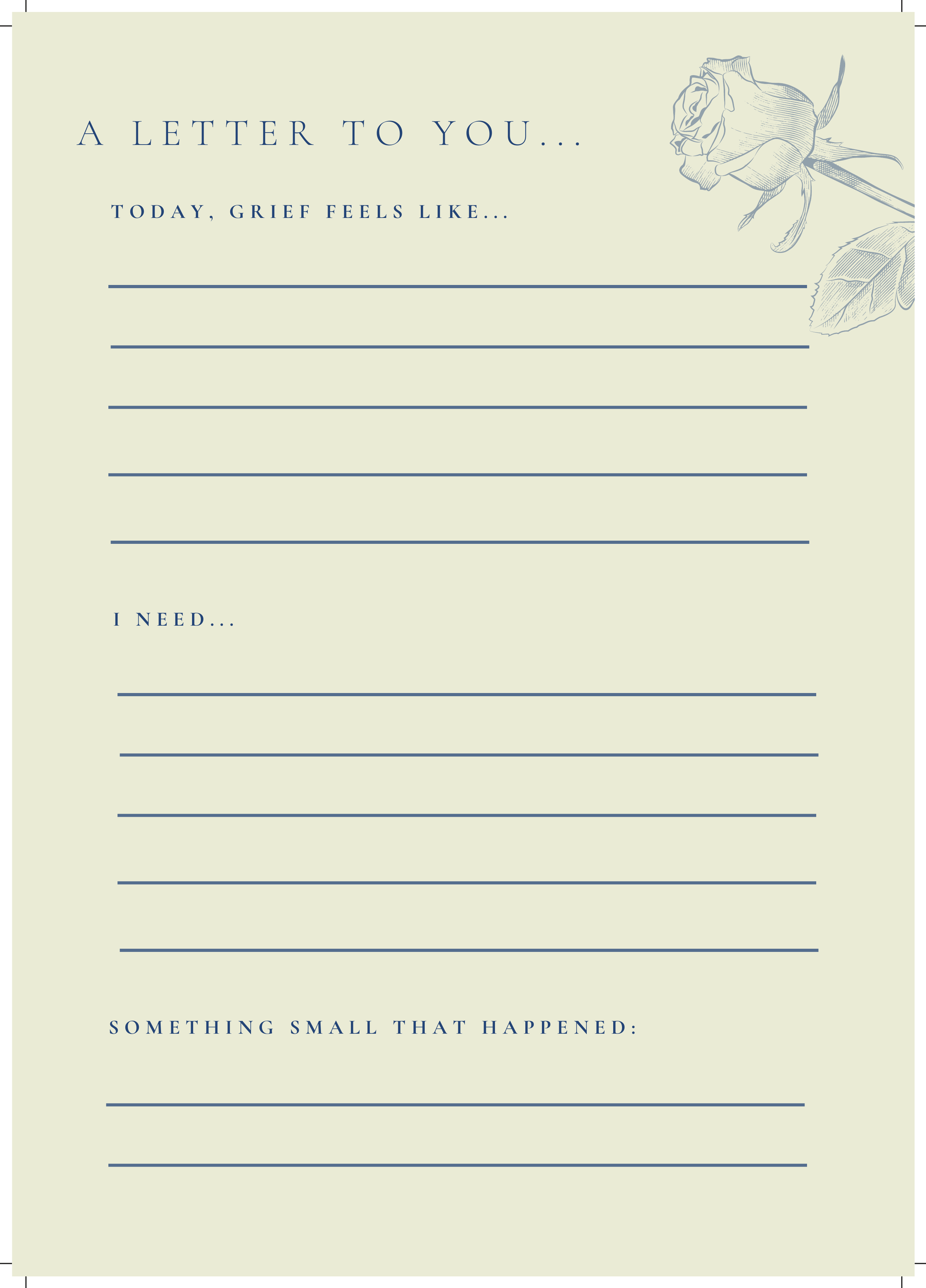 Digital grief support journal shown with printable pages and soft visual style