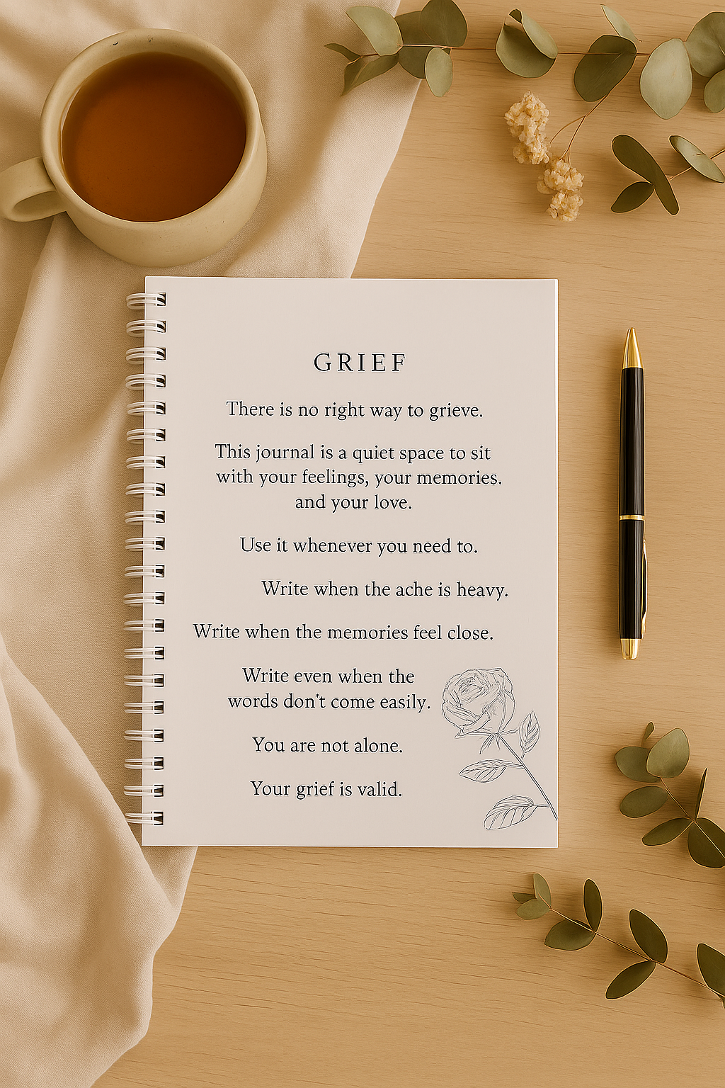 Paperback Grief Journal – Gentle Prompts for Bereavement & Healing