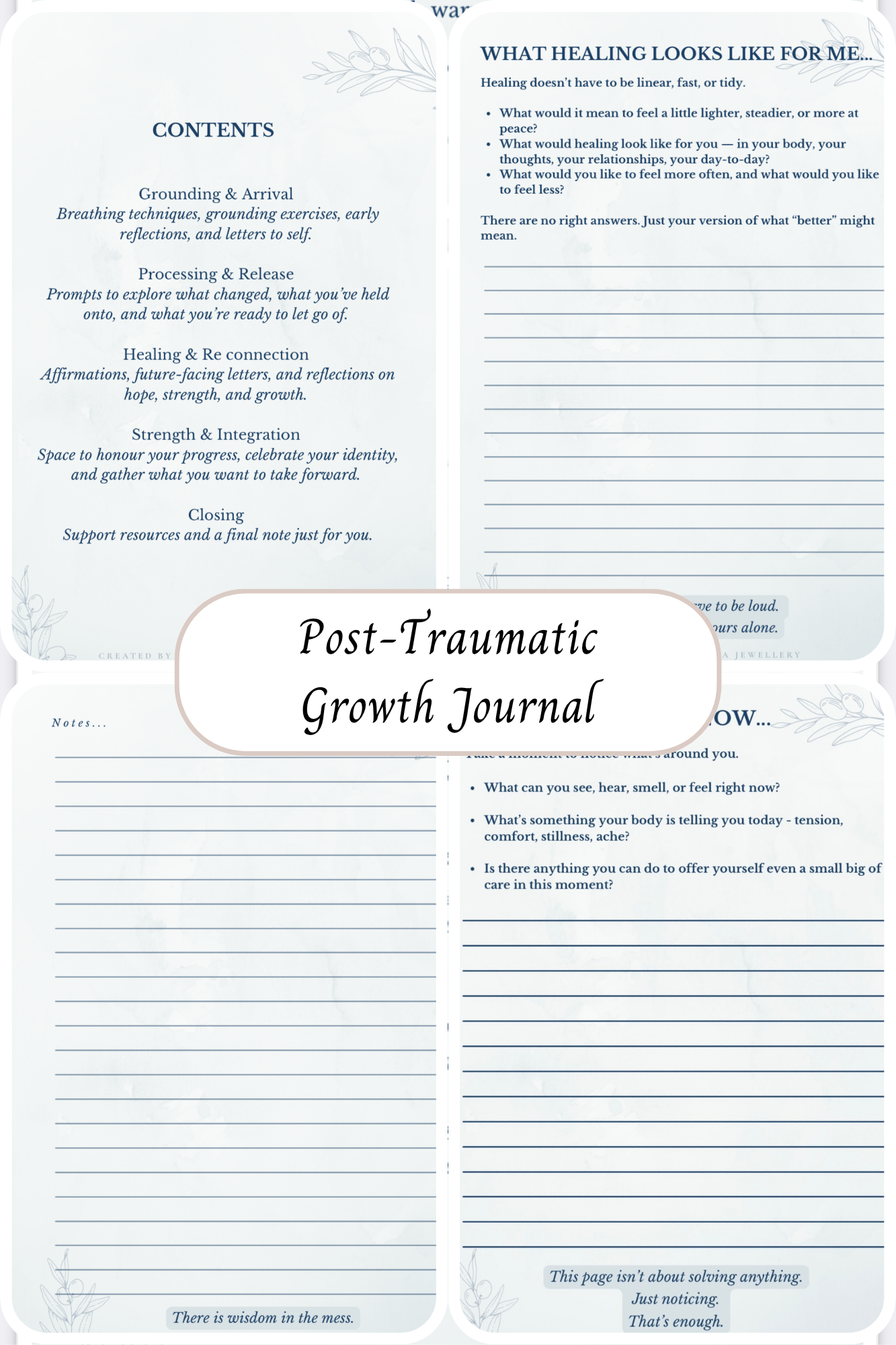 Paperback Post Traumatic Growth Journal – Gentle Prompts for Healing