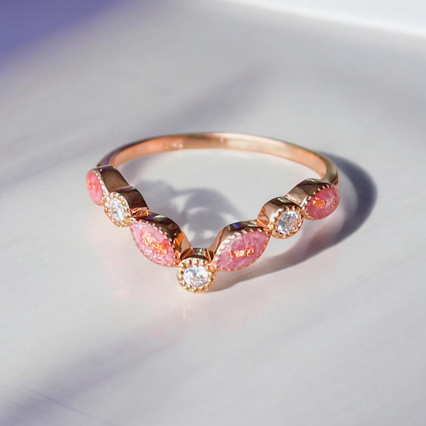Wishbone Marquise Ring - Sterling Silver or Rose Gold Plated