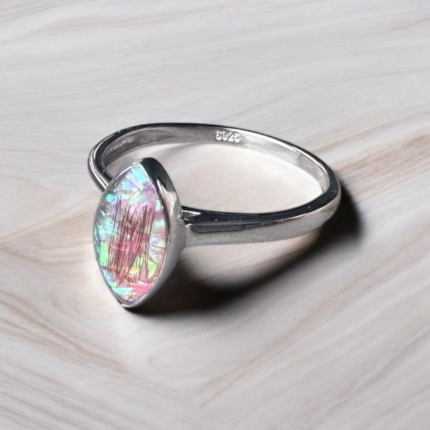Marquise ring with opal Keepsake Memorial DNA Jewellery made with breastmilk Ashes Cord Hair - handmade in wales - Sterling Silver - Breastfeeding