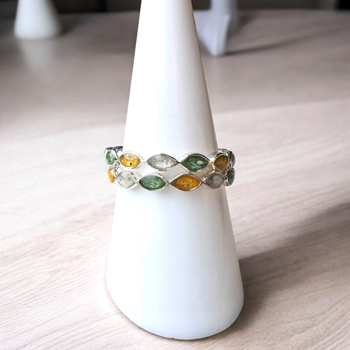 Sterling Silver Marquise Eternity Ring with Breastmilk or Cord DNA keepsake - Handmade in Wales - can be made with ashes, breastmilk, teeth, umbilical cord, hair/fur or other precious inclusions