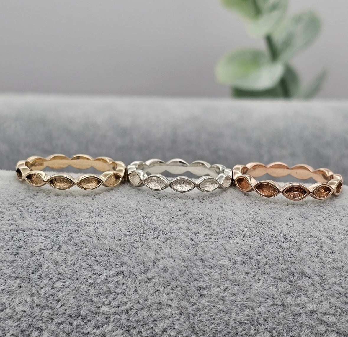 9K Gold Plain Full Eternity Marquise Ring