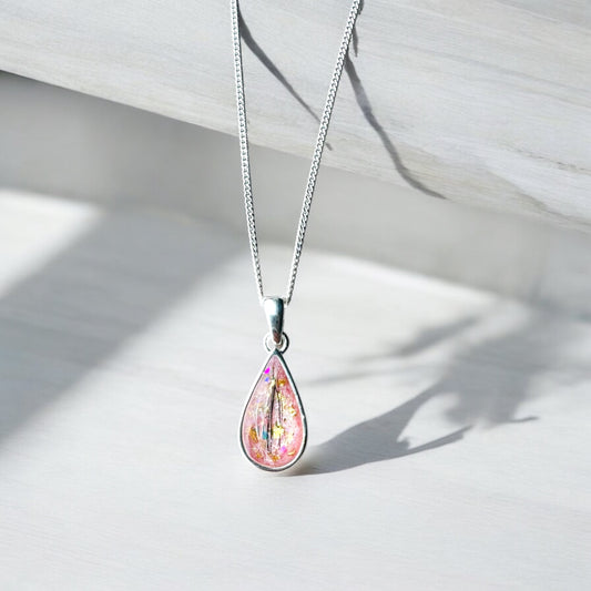 Pear Necklace keepsake Memorial DNA Jewellery made with breastmilk Ashes Cord Hair - handmade in wales - Sterling Silver