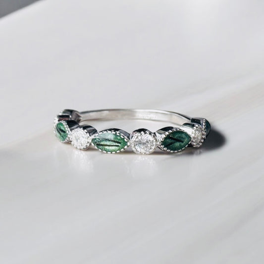 Half Eternity Crystal Marquise Band Ring