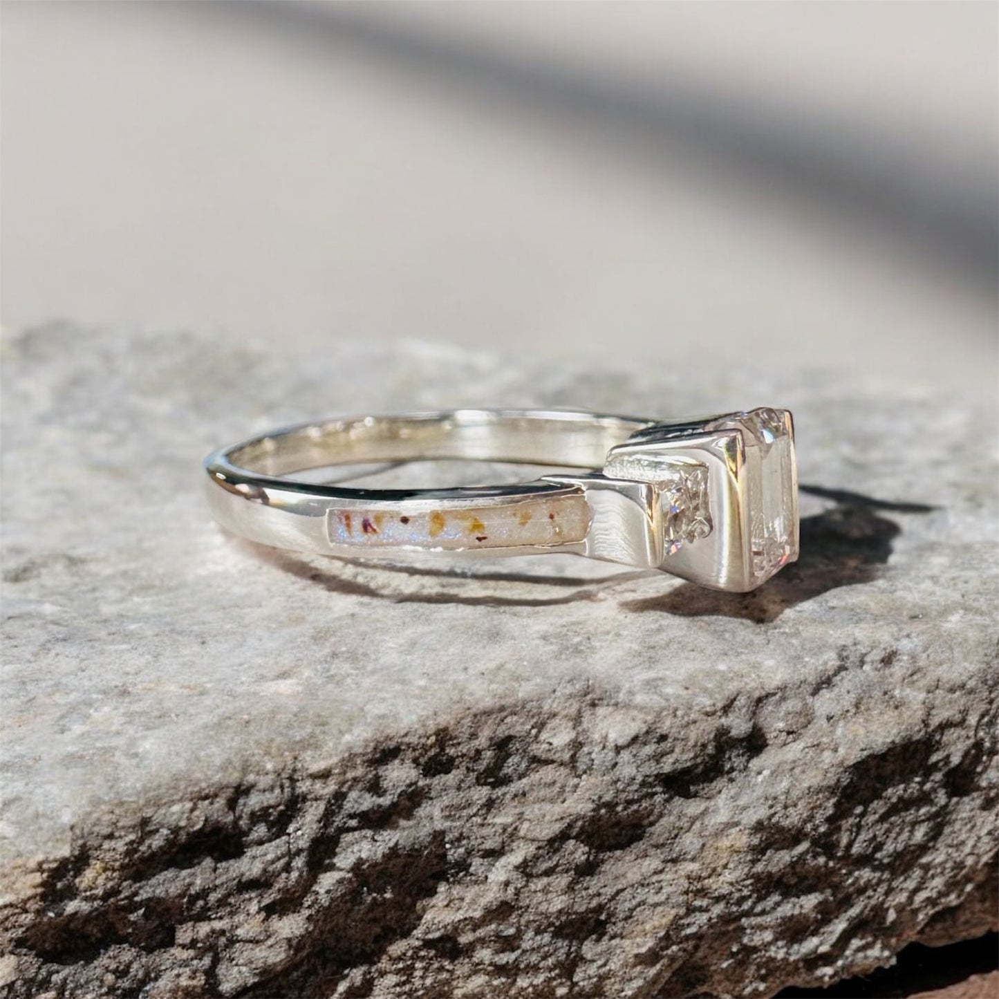 Emerald Cut Side Bezel Ring
