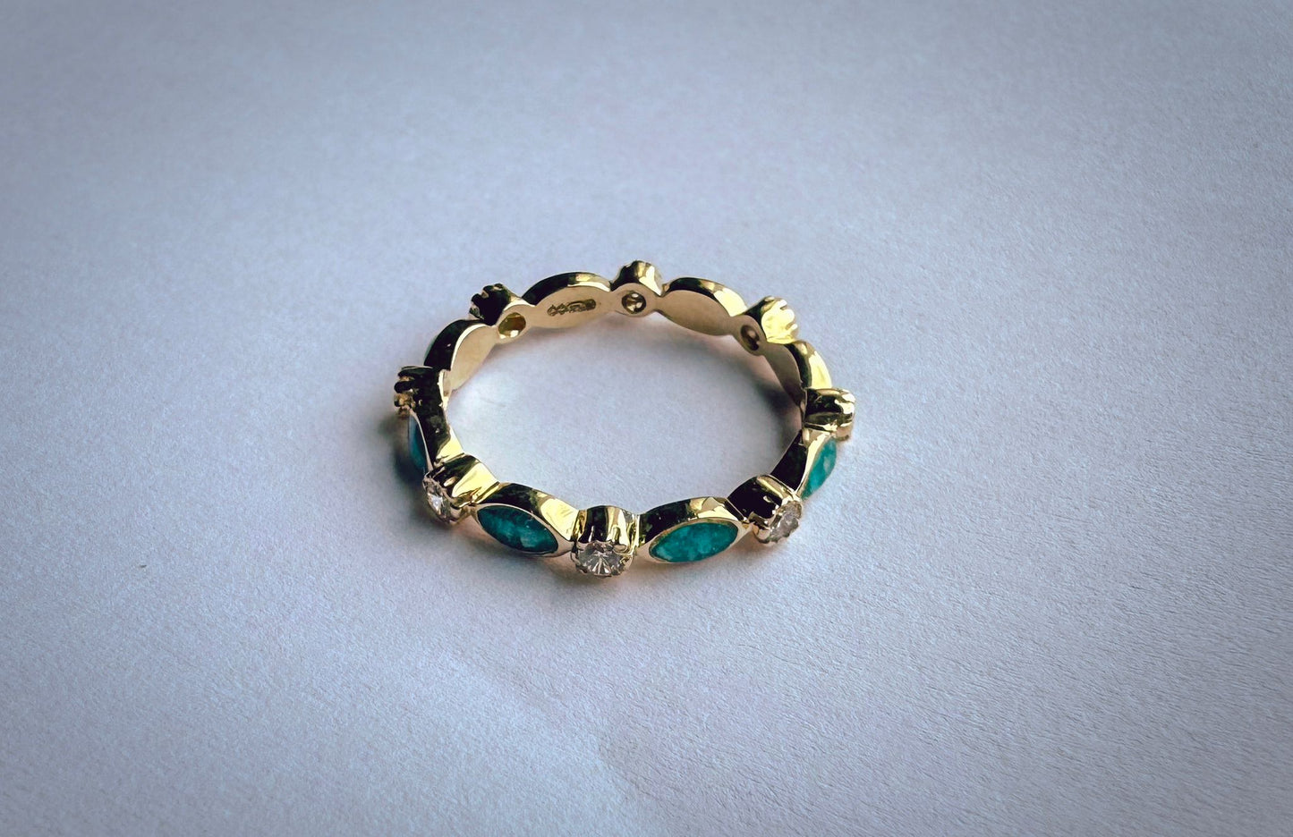 9K Gold Crystal Full Eternity Marquise Ring for breastmilk ashes umbilical cord hair or fur memorial keepsake