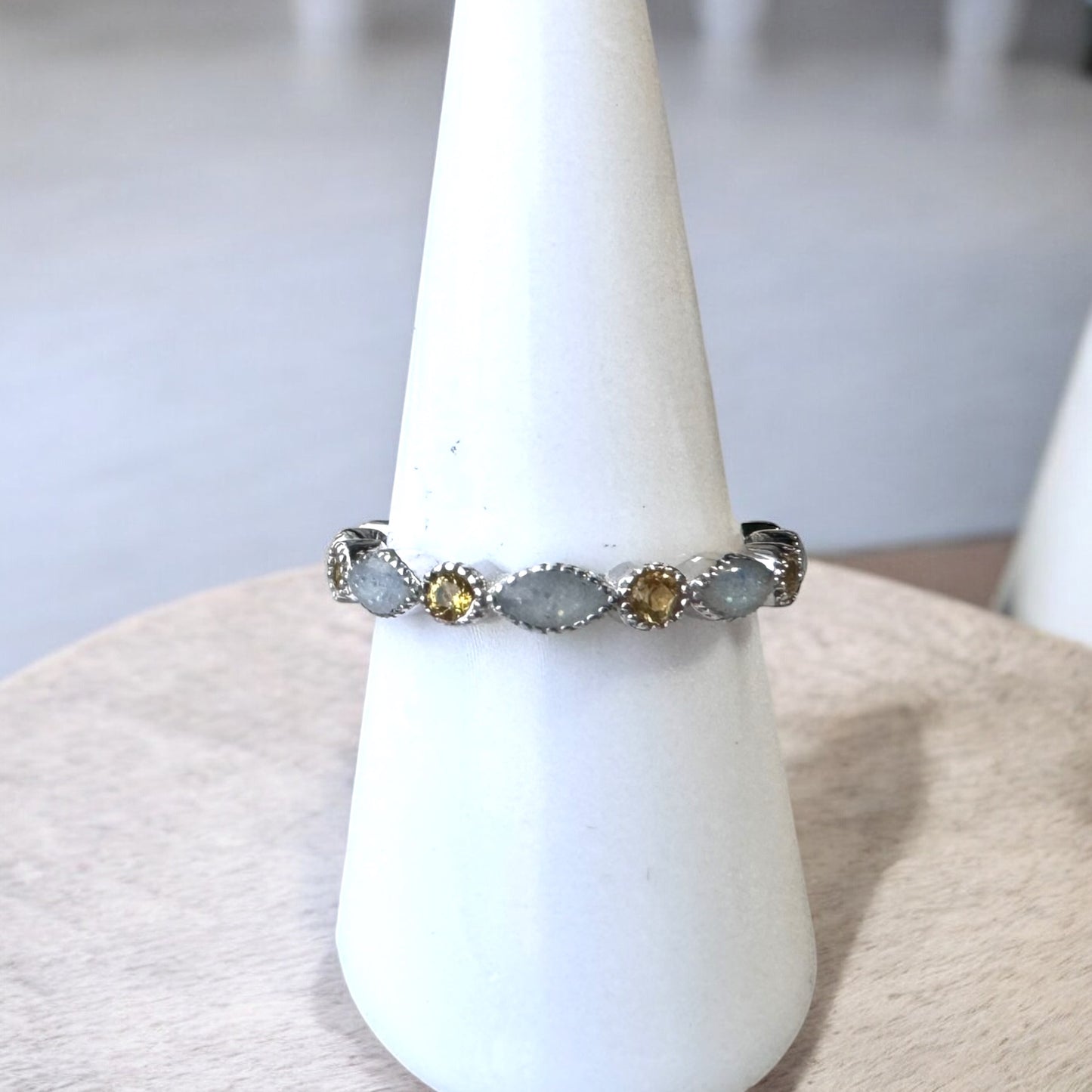 Sterling Silver Birthstone Marquise Eternity Ring with Breastmilk or Cord DNA keepsake - Handmade in Wales - can be made with ashes