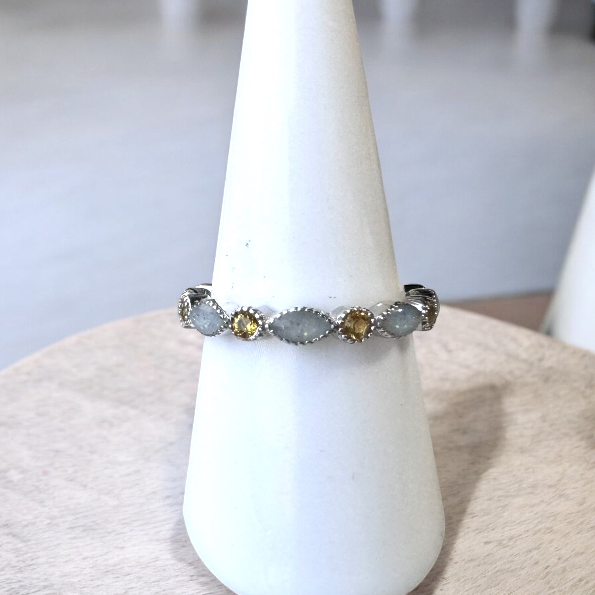 Sterling Silver Birthstone Marquise Eternity Ring with Breastmilk or Cord DNA keepsake - Handmade in Wales - can be made with ashes