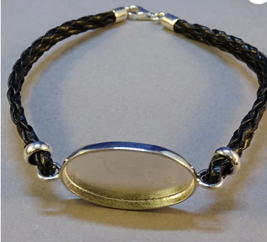 Unisex Gents Oval Leather Bracelet