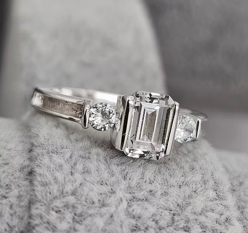 Emerald Cut Side Bezel Ring