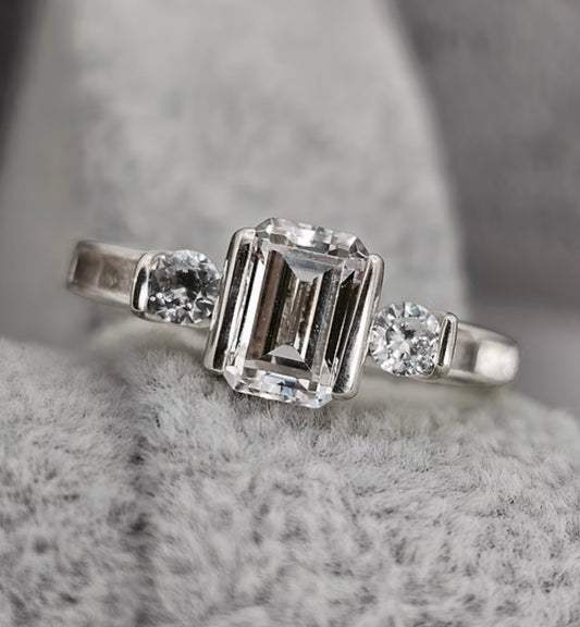 Emerald Cut Side Bezel Ring