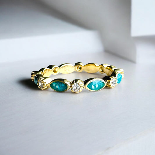 9K gold breastmilk Ashes Eternity Ring Crystal