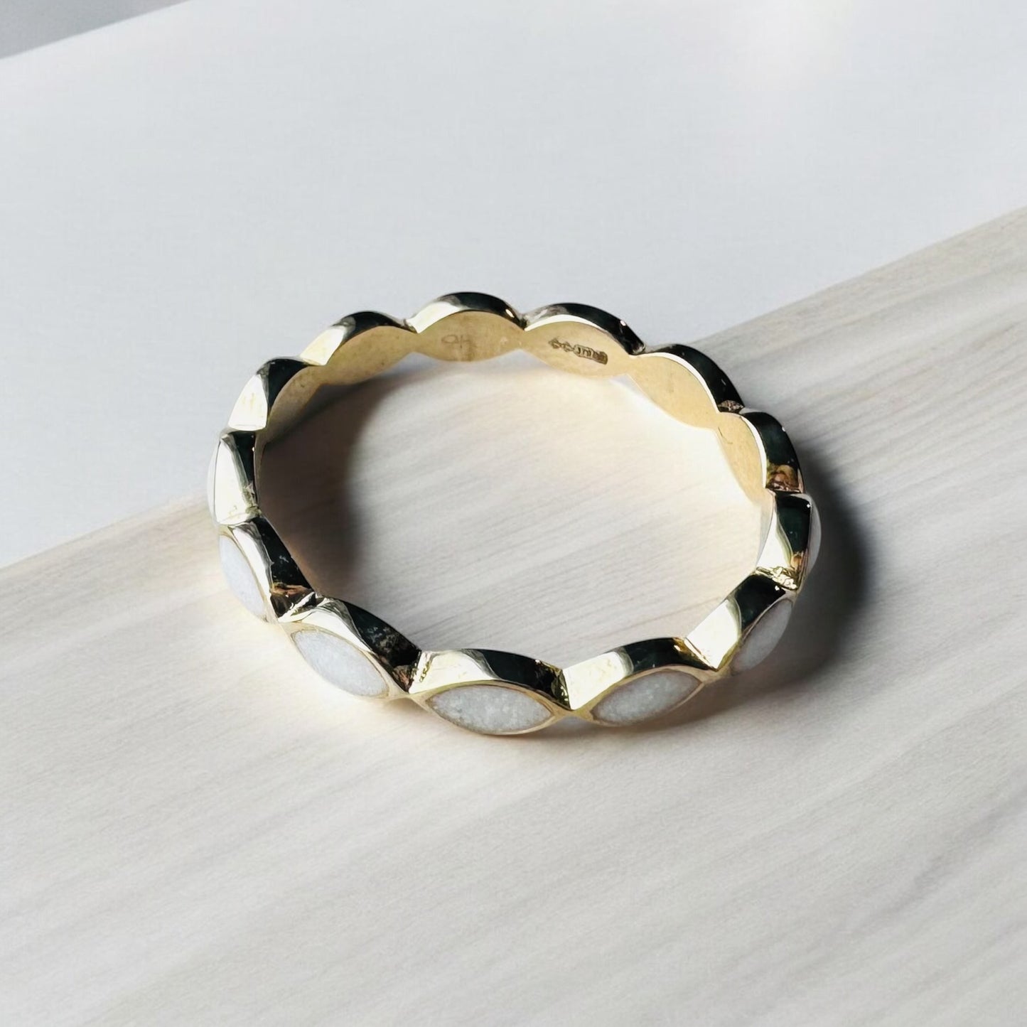9K Gold Plain Full Eternity Marquise Ring