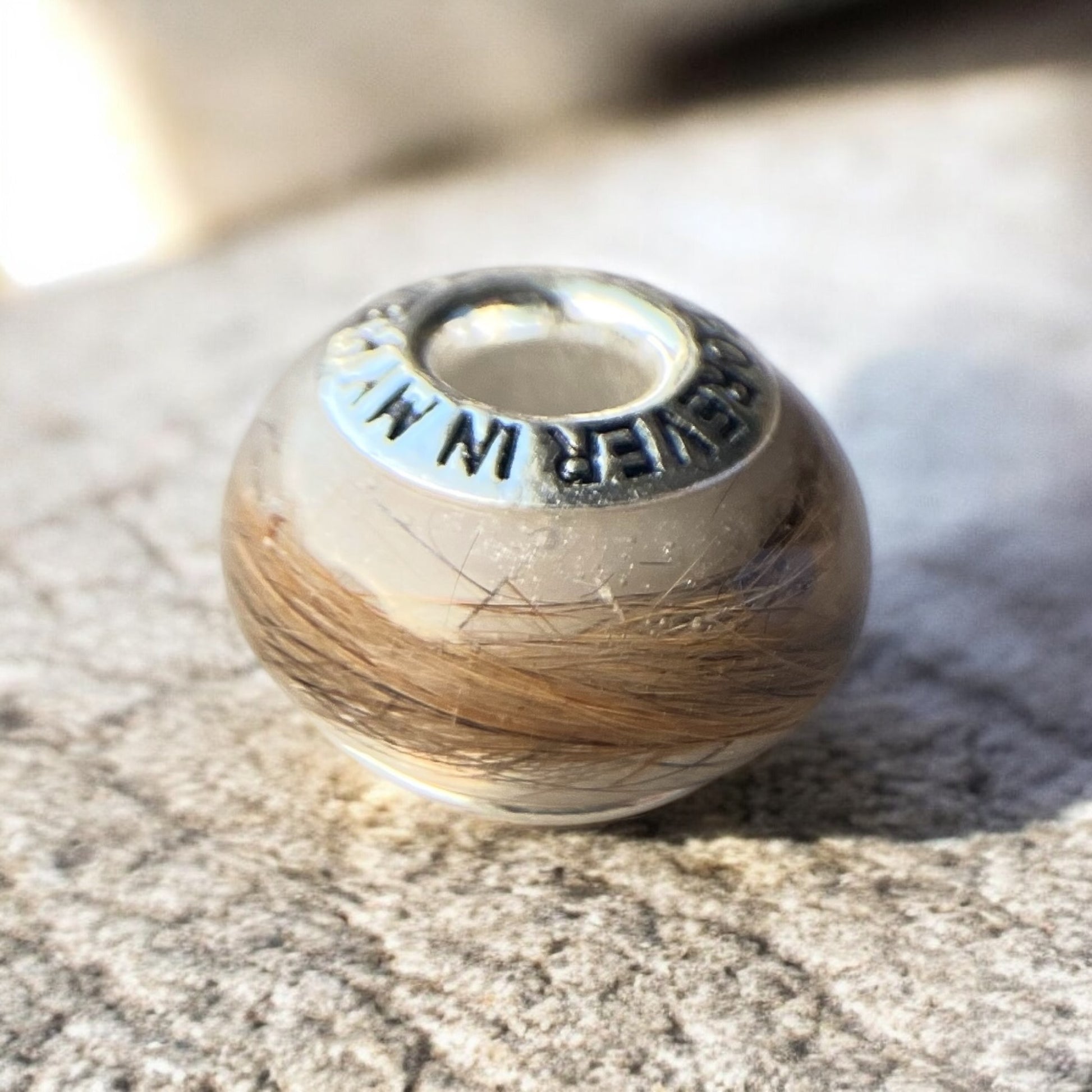 Sterling Silver Core DNA keepsake Hair Fur Ashes Breastmilk Charm Bead - Forever in My Heart - Made in Wales
