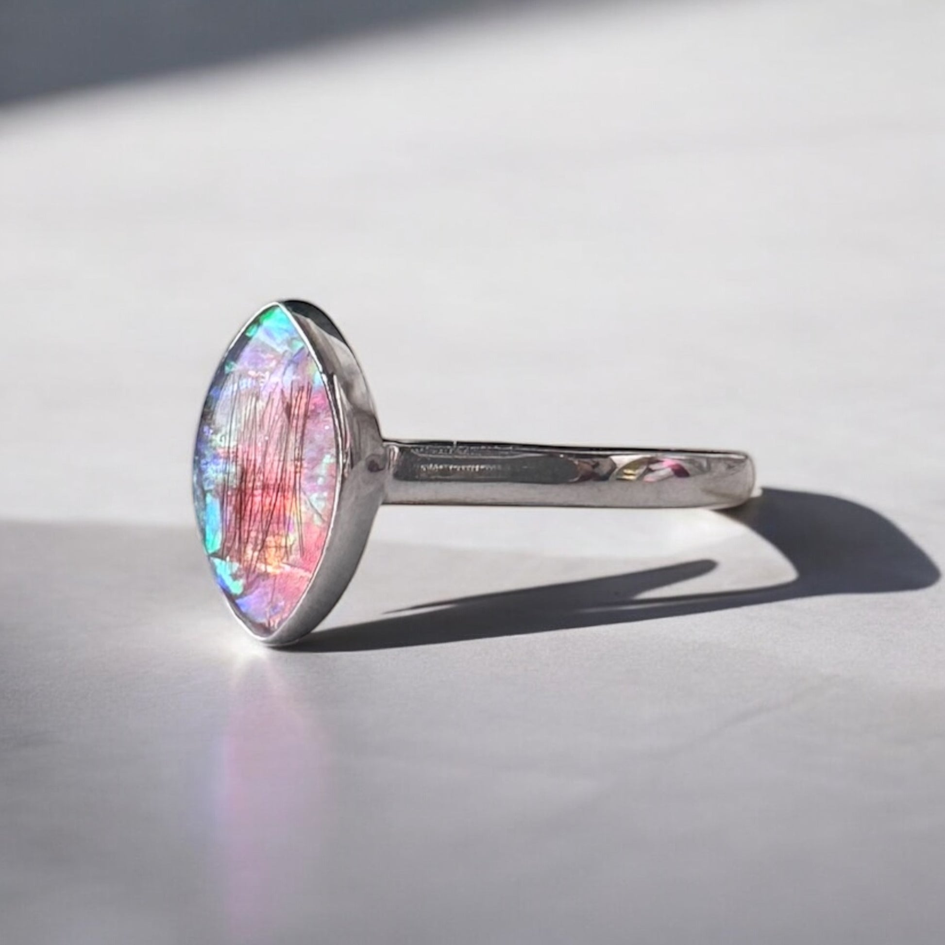 Marquise Ring with Opal Keepsake Memorial DNA Jewellery made with breastmilk Ashes Cord Hair - handmade in wales - Sterling Silver - Breastfeeding 