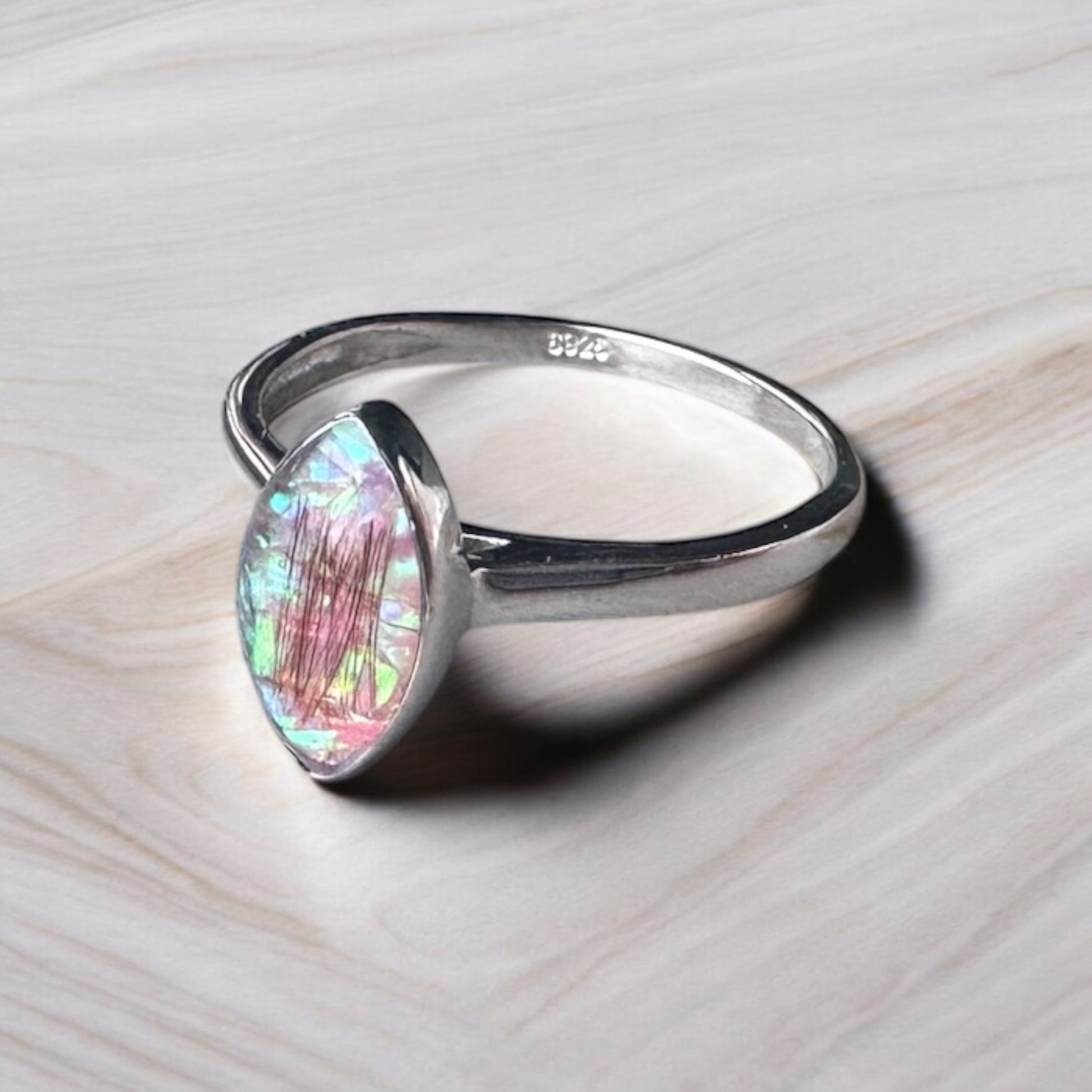 Marquise ring with opal Keepsake Memorial DNA Jewellery made with breastmilk Ashes Cord Hair - handmade in wales - Sterling Silver - Breastfeeding 