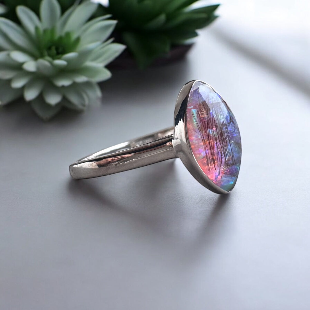 Marquise ring with opal Keepsake Memorial DNA Jewellery made with breastmilk Ashes Cord Hair - handmade in wales - Sterling Silver - Breastfeeding 