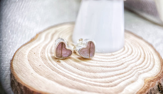 Breastmilk Earrings Heart Cremation Ashes Earrings Hair Earrings Pale Pink Keepsake Heart Earrings