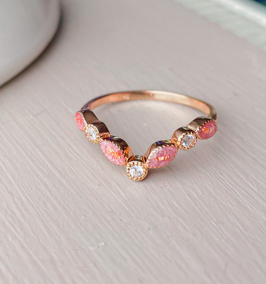 Wishbone Marquise Ring - Sterling Silver or Rose Gold Plated